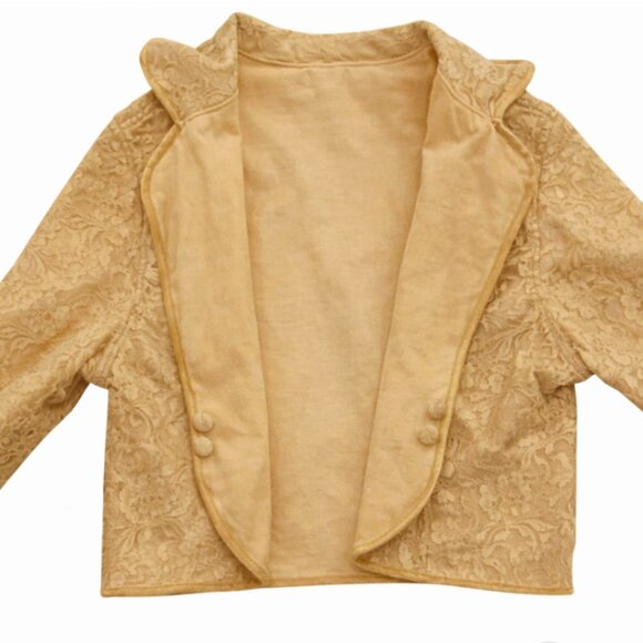 Anthropologie Vintage Reversible Lace / Corduroy Cropped Jacket - Picture 4 of 7